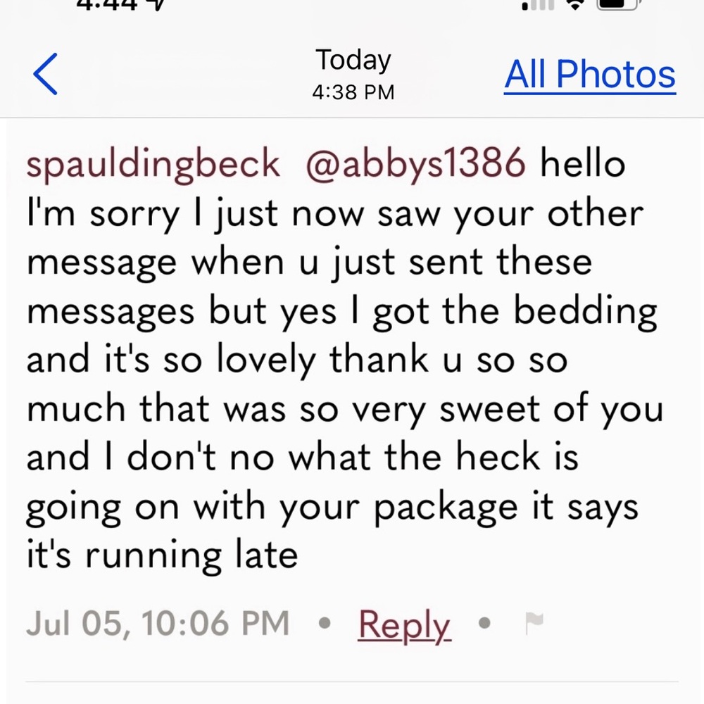 Text from bedding